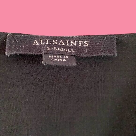 Allsaints Black Wrap Mia Sleeve Top Blouse XS Polyester - Picture 8 of 13
